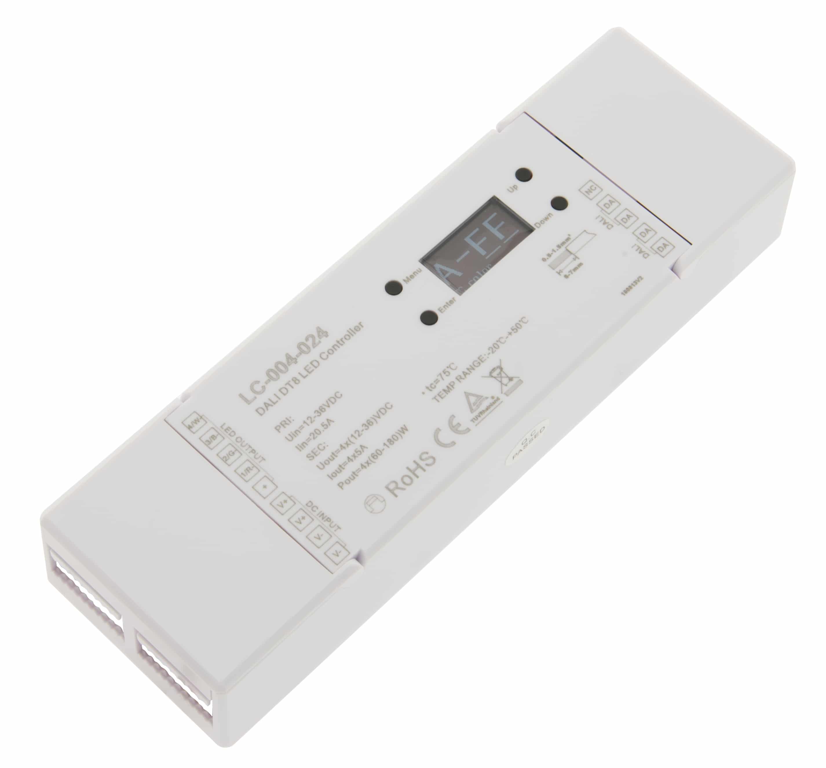 LED DALI PWM Dimmer 4 Channel - DT8 with OLED Display